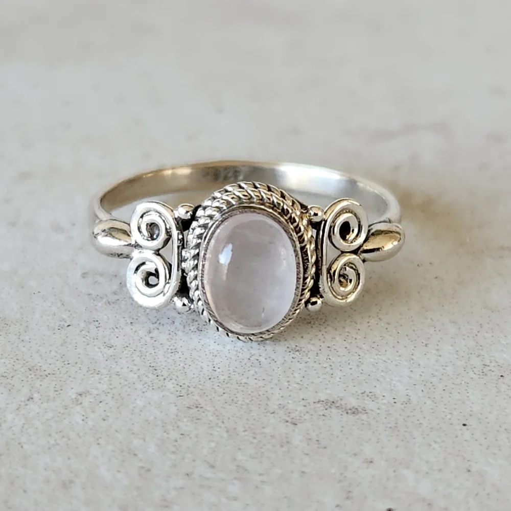 NEW 925 Sterling Silver Oval Bezel Set Moonstone Ring Size 8.5